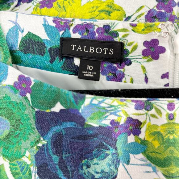 Talbots Floral Linen Blend Sheath Dress Short Sleeve Summer Midi Sz 10 - Picture 4 of 5